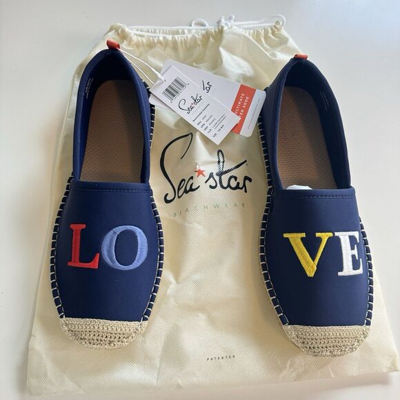 Sea Star Women's Espadrilles - Navy with Multicolor Letters - Picture 1 of 16